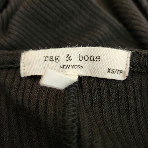 rag & bone Long Sleeve Black Ribbed Front Tie Women's Dress Size XS - Picture 4 of 4